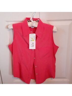 NWT Vintage Y2K Allison Taylor Sleeveless Silk Top, Vibrant Coral, Size S